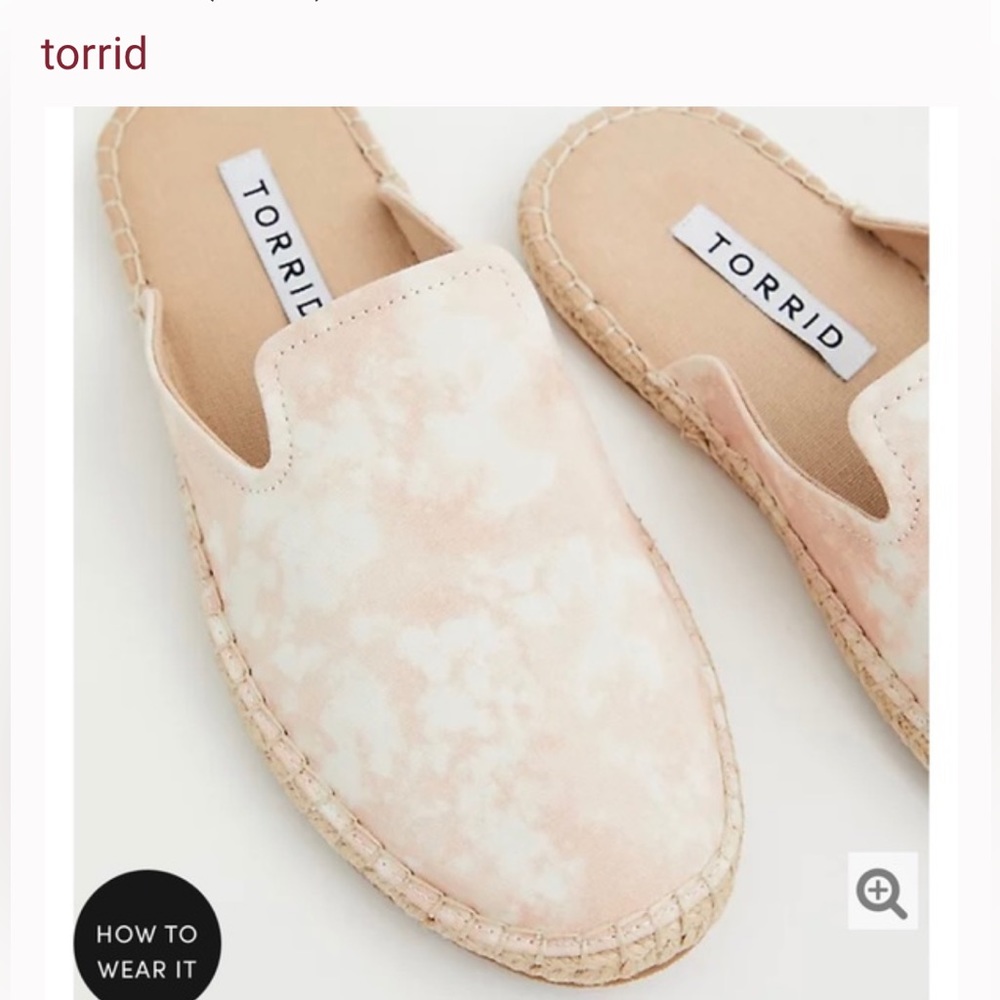 NWT TORRID SIZE 9.5 WW BLUSH TIE DYE CANVAS MULE ESPADRILLE - Picture 1 of 5